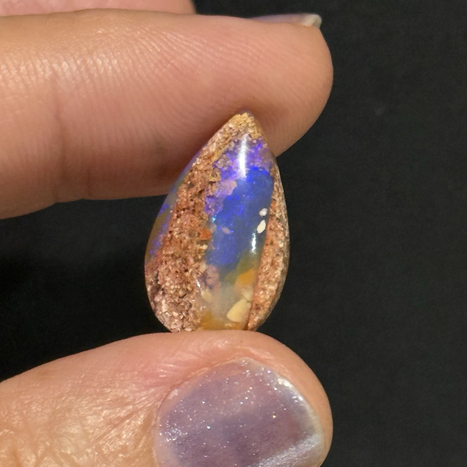 5.85ct 19.2x11x4.7mm Purple Crystal Pipe Australian Boulder Opal Cabochon Gem