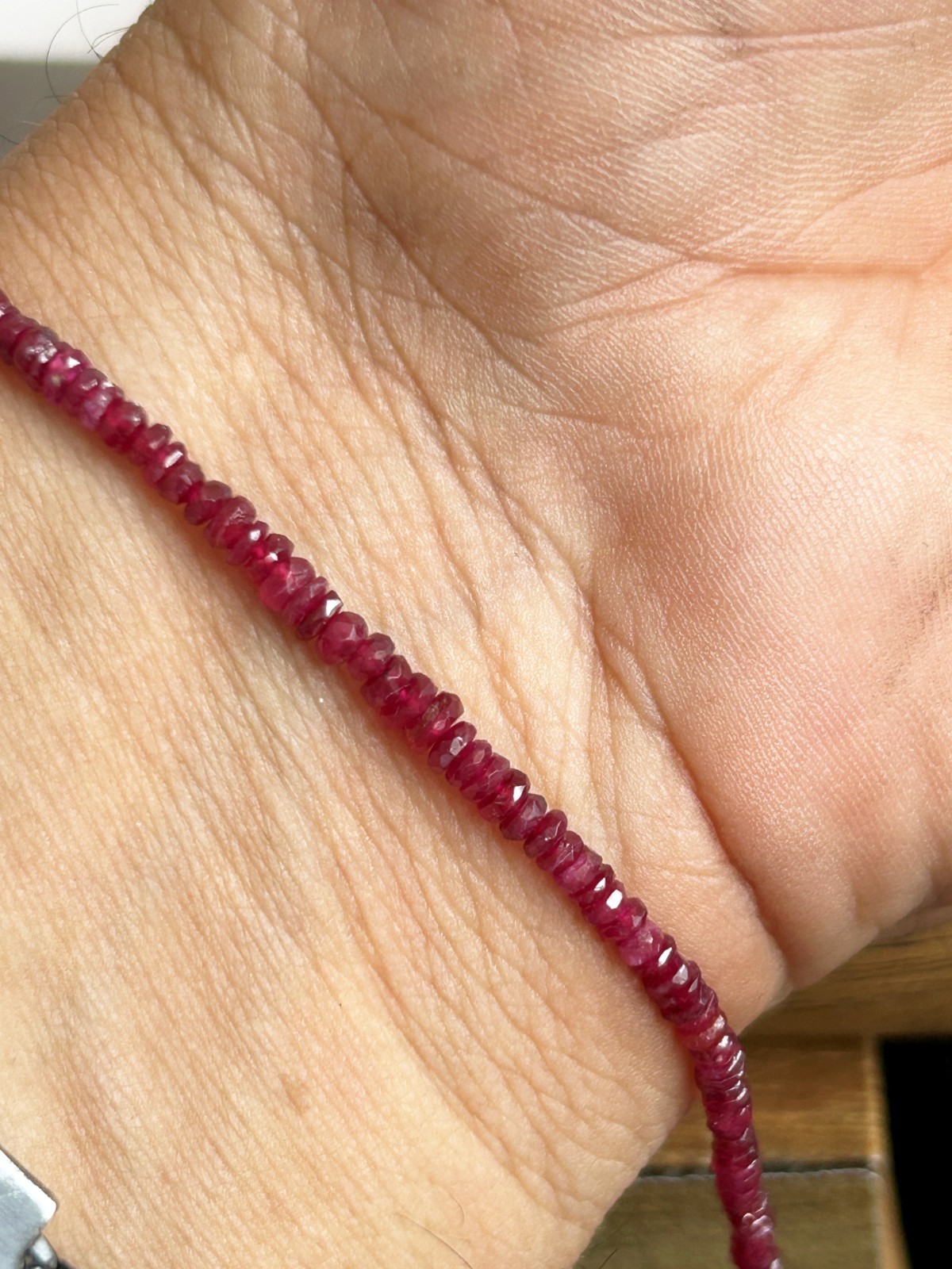 Natural Ruby Hand Bracelet 3 – 3.50 mm Faceted Beads Rondelles Deep Red Ruby