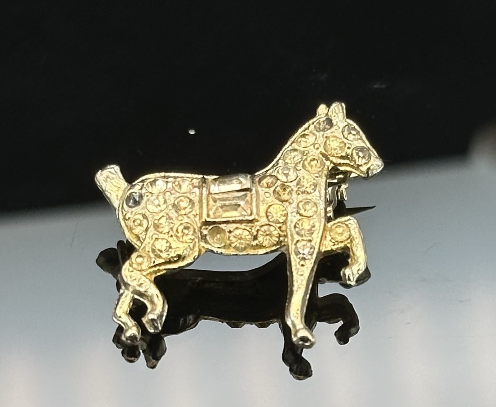 Trifari Alfred Philippe Vintage Horse Rhinestone Small Mini Pin