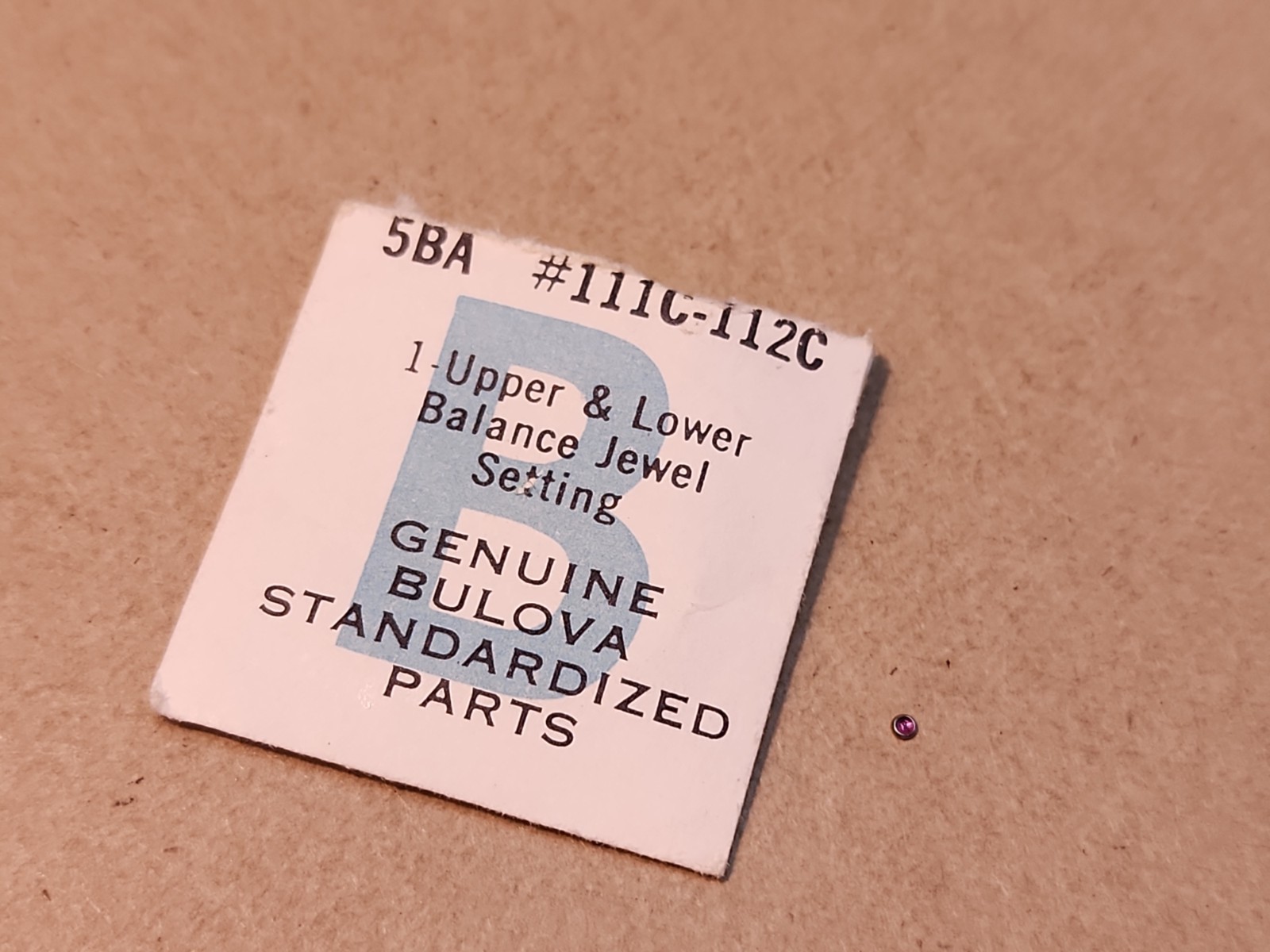 Factory NOS Bulova 5 AB P/N 111C-112C Upper/Lower Balance Jewel Setting