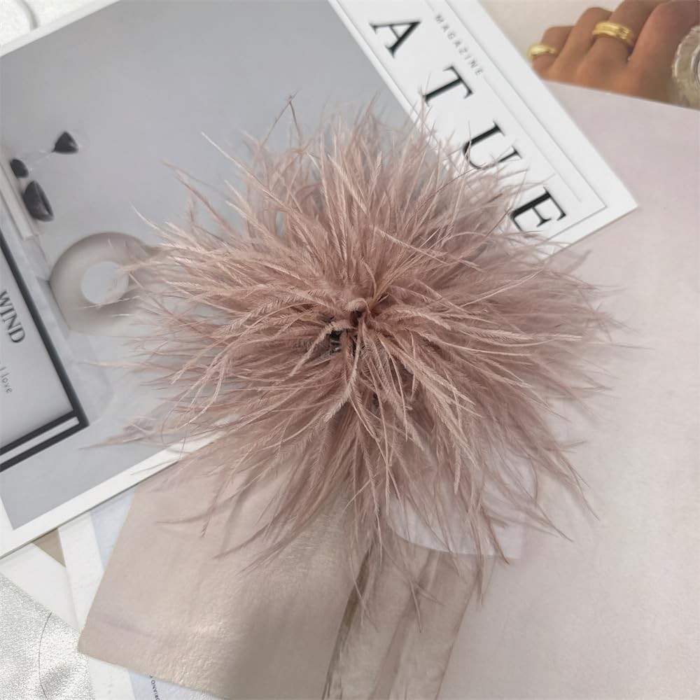 Newzenro Dainty Feather Flower Large Brooch Pin For Women Men Elegant Oversized
