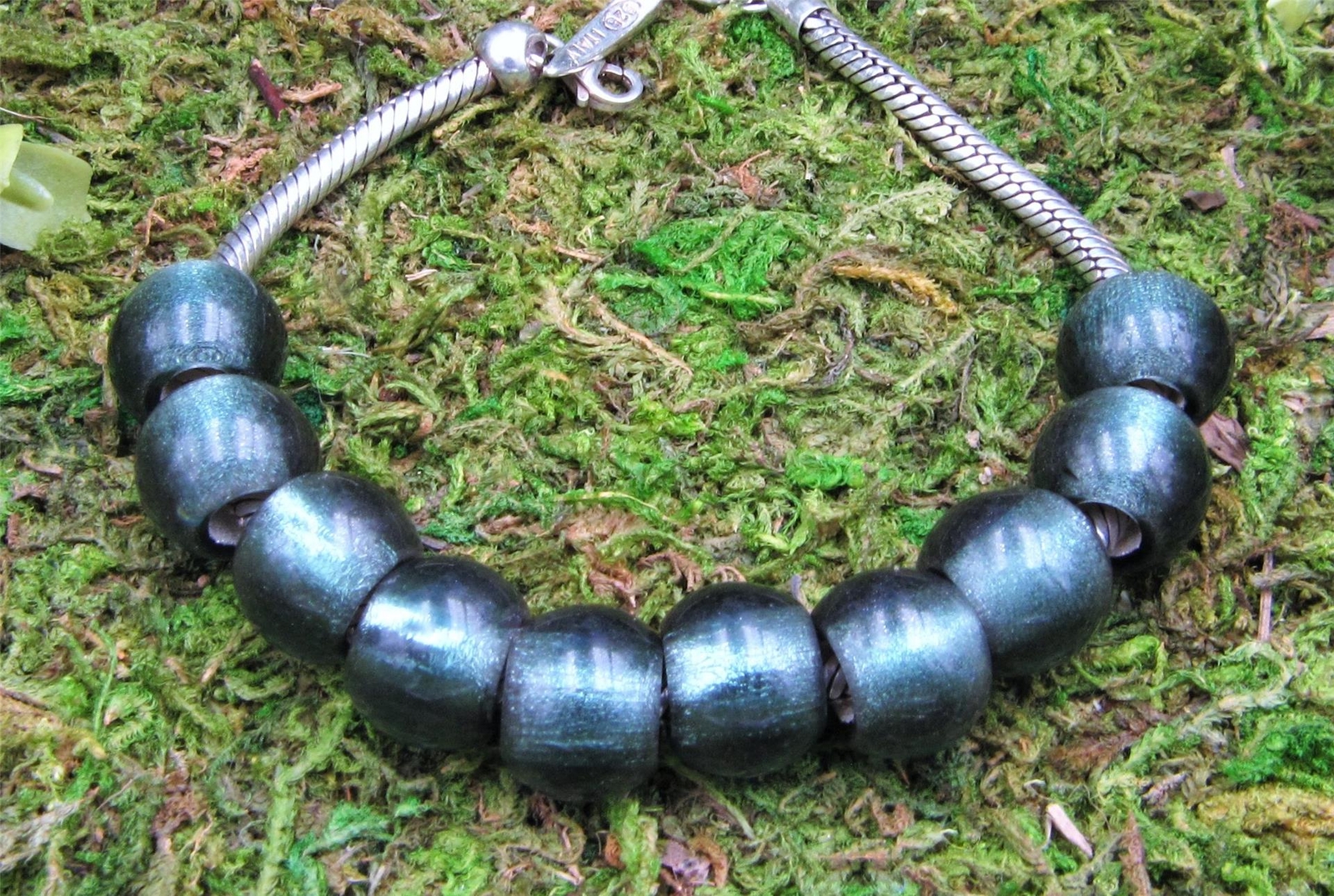 Qty. 10 Silver Lined Teal 12x8mm Czech Glass Large Hole, Roller, European Beads