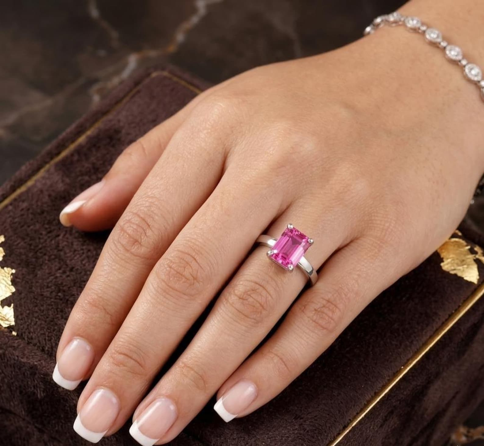 9 Ct Stone Natural Certified Pink Sapphire Ring 925 Sterling Silver Ring Size 9