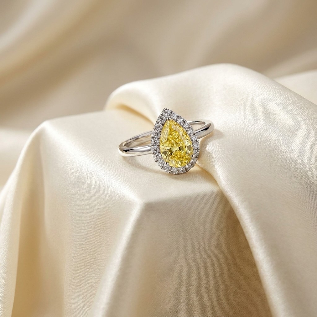 18K White Gold Pear Shape Lab Grown Diamond Engagement Ring 1.13ct Certified