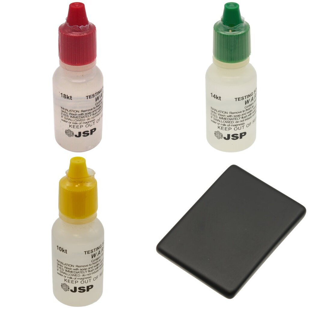 JSP Gold Jewelry Testing Acid 10k 14k 18k Kit + Scratch Tester Stone