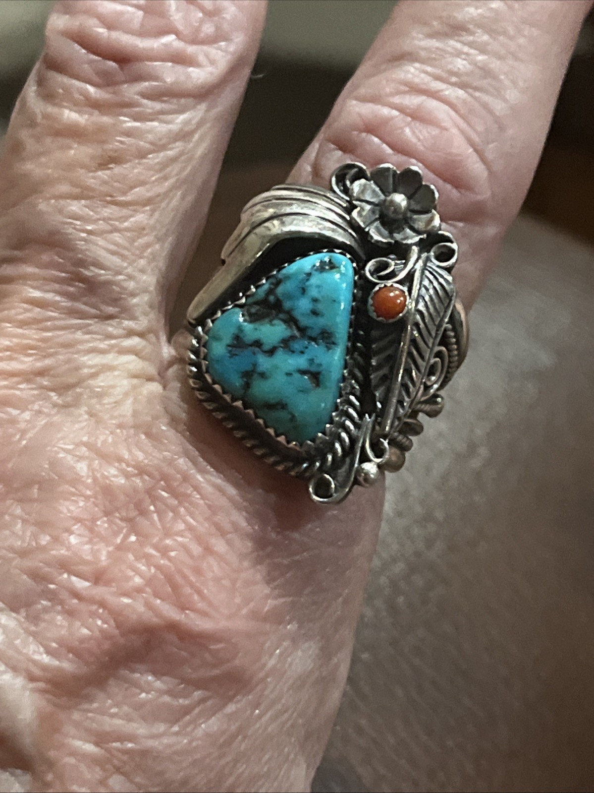 N A Huge Turquoise Ring Kee Begay Size 11 (19.5grams)