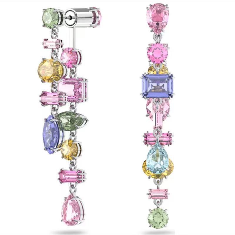 Swarovski Crystal Gema Asymmetric Drop Dangle Earrings
