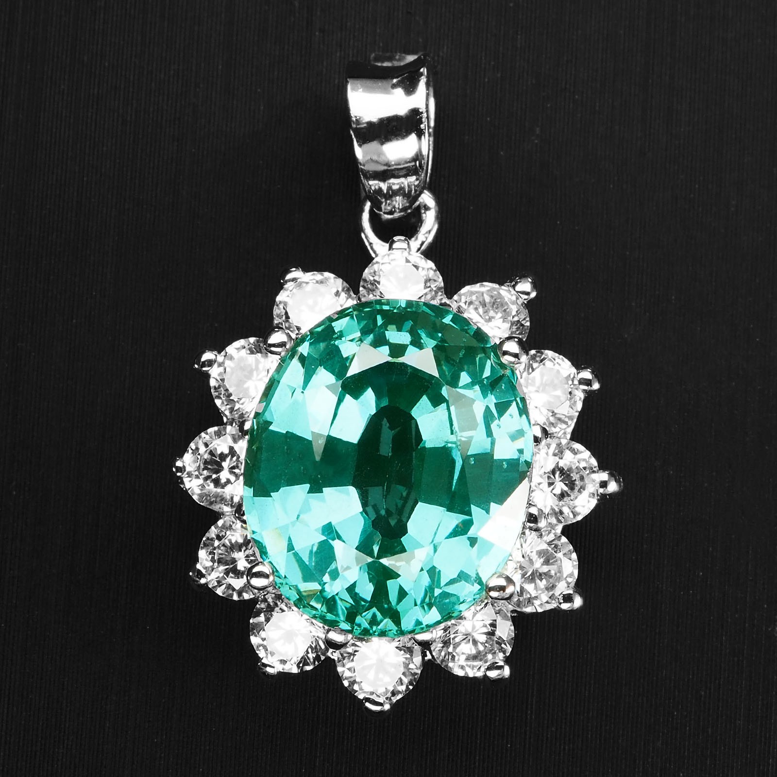 White Gold Pendants Gleaming Green Paraiba Tourmaline 6.45Ct 925 Sterling Silver