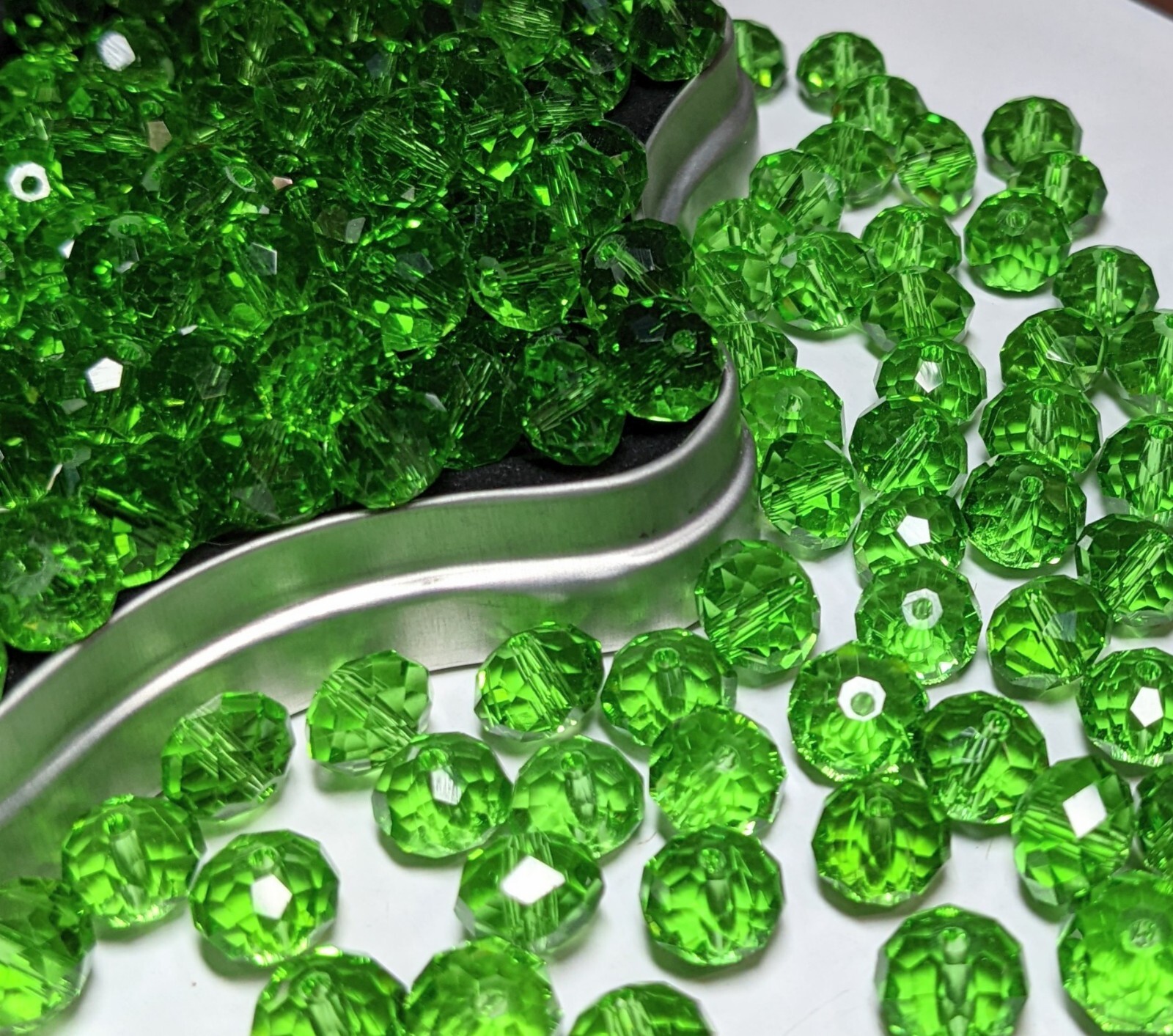 Crystal Beads 8mm Beads for Jewelry Making Bulk 180 pcs Grass Green Roundelle