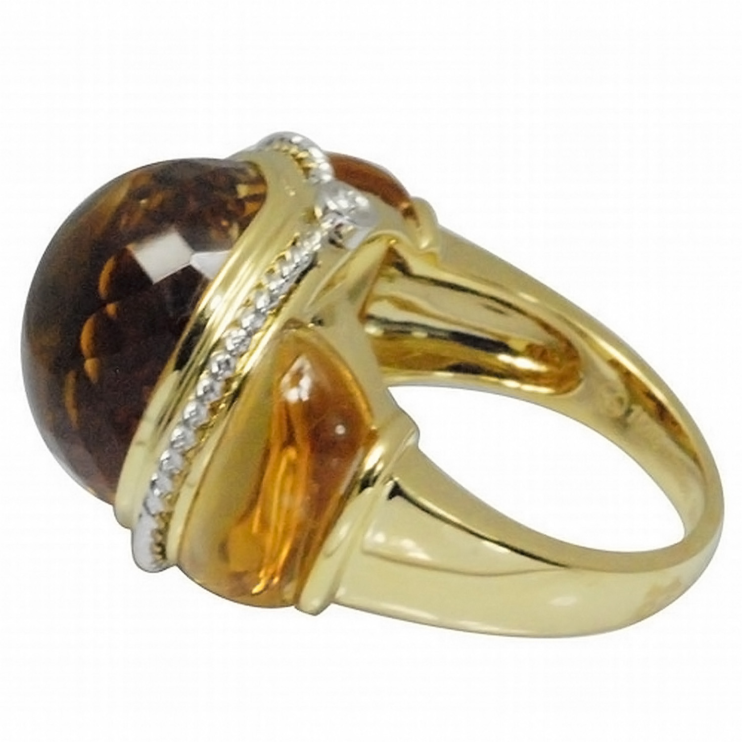De Buman 18K Yellow Gold 20.39ctw Genuine Citrine & Diamond Ring, Size 7