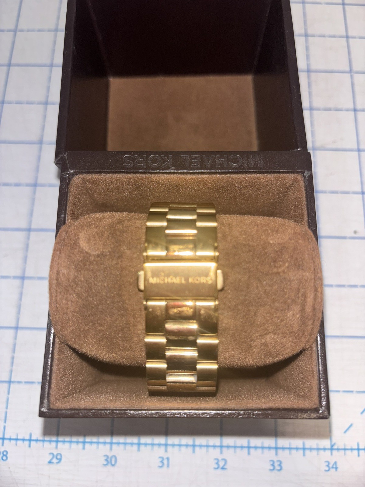 Michael Kors Runway MK5055 Gold Tone Watch Original Box Not Working As Is