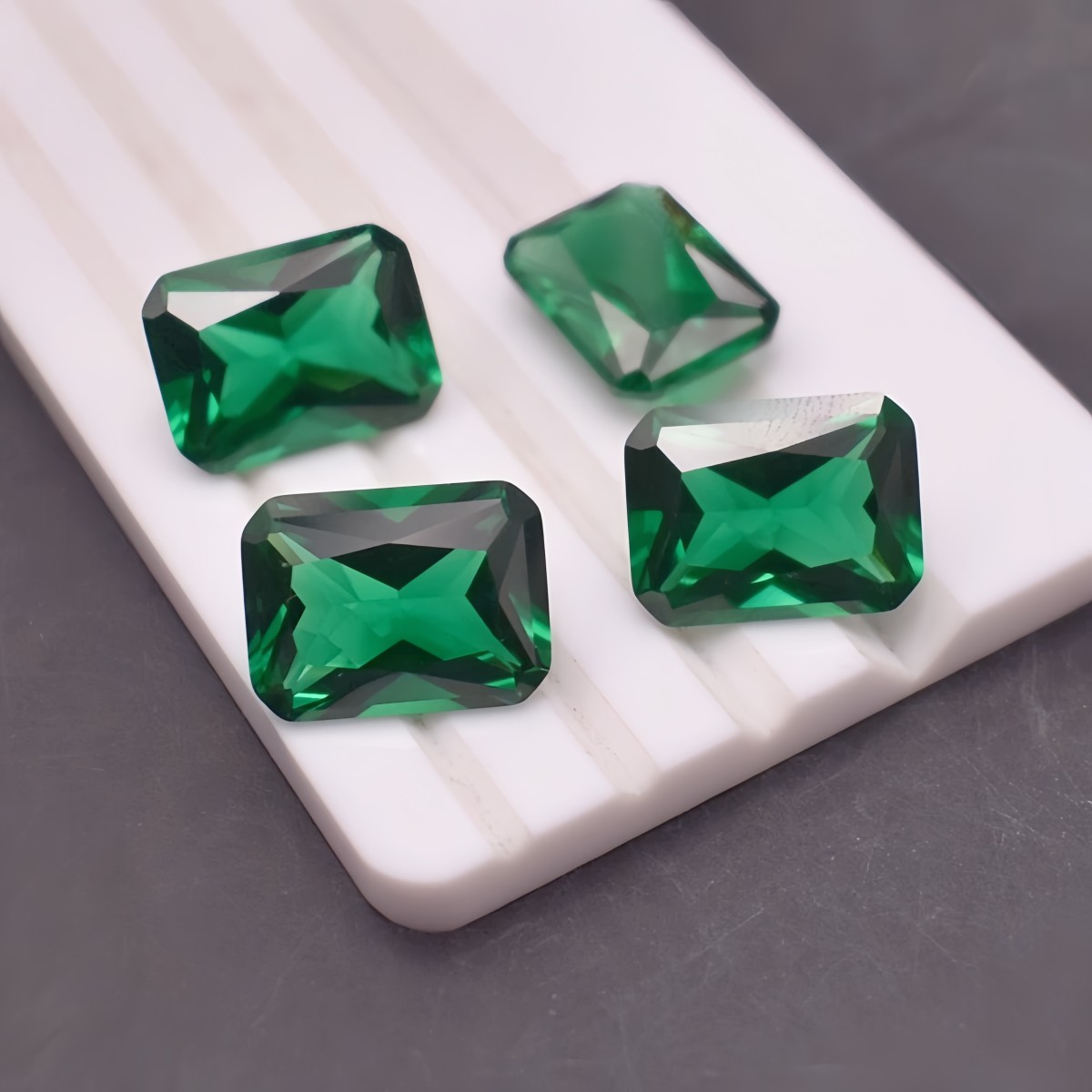 Rectangle Faceted Emerald Radiant Cut Rich Green Emerald Gem Multiple Sizes