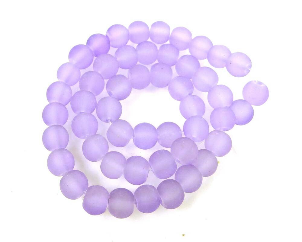 50 Czech Frosted Sea Glass Round / Rocaille Beads Matte – Lavender 6mm