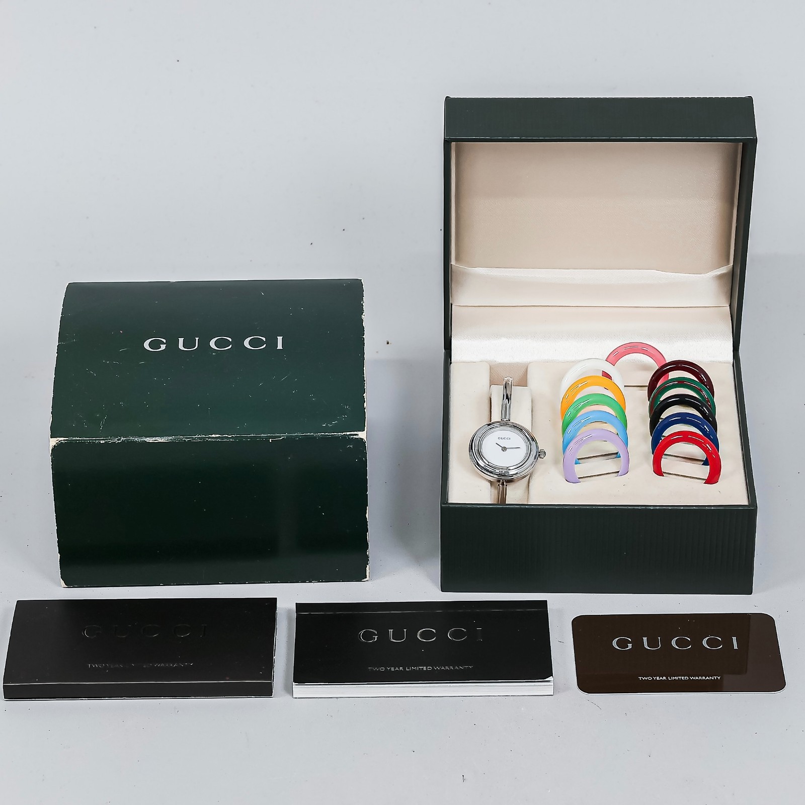*Full Set ! Silver* Vintage GUCCI Change Bezel 12 Colors 11/12.2L Quartz Women’s