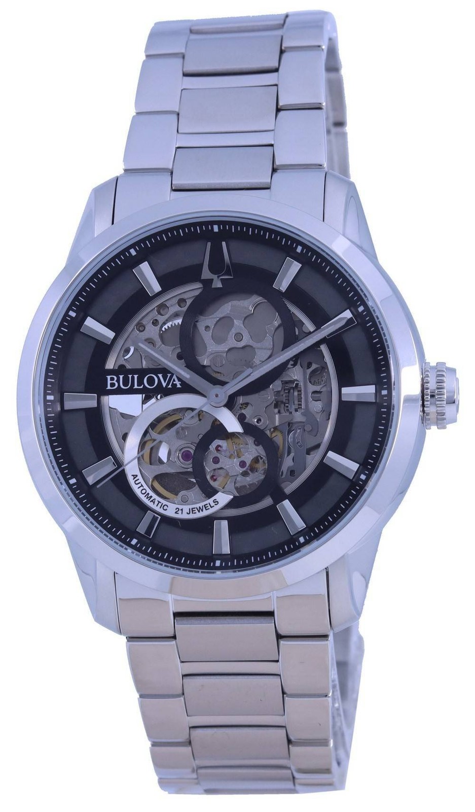 Bulova Classic Skeleton Black Dial Stainless Steel Automatic 96A208 Men’s Watch