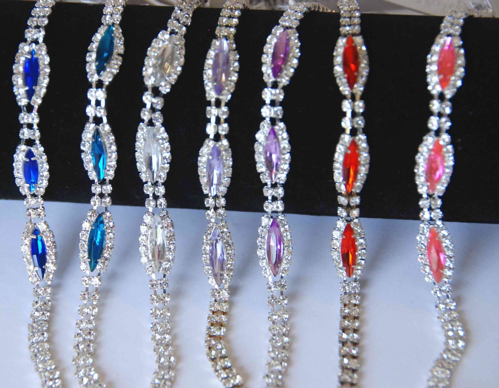 Elegant Clear Crystal Bracelets w Color Gems / Silver-tone Finish / Choose Color