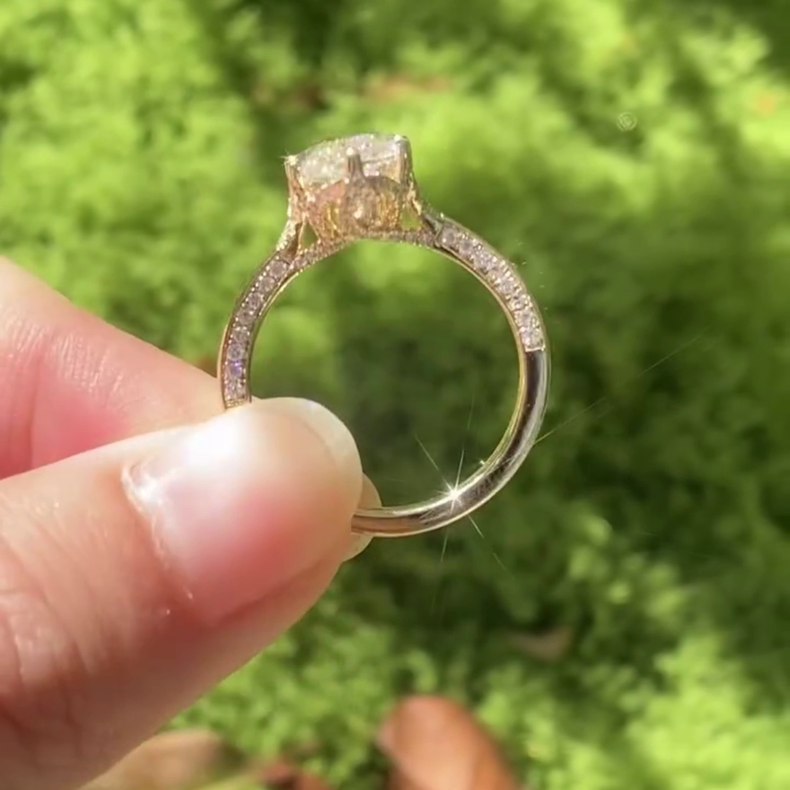 3.50CT Marquise Pave Moissanite Wedding Halo Ring 6 Prong 14K Yellow Gold Plated