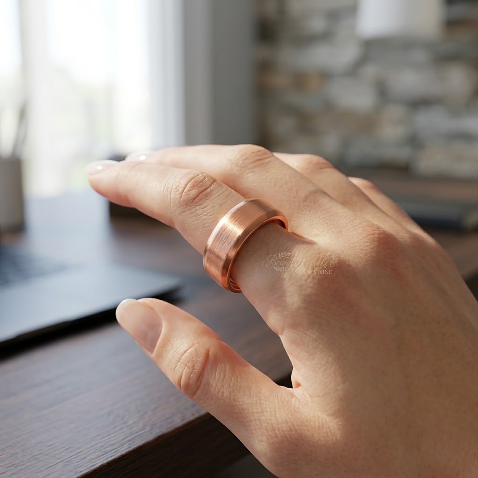 Solid Pure Copper Magnetic Ring Adjustable Wide Band Cuff Men Women Gift Band