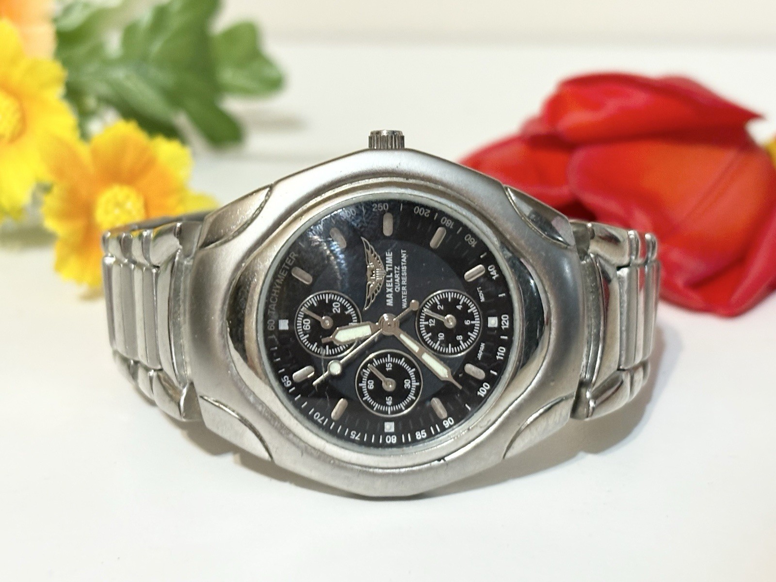 Maxell Time Men’s Chronograph Sport Watch WORKING! Gents Stylish Luxury Fashion