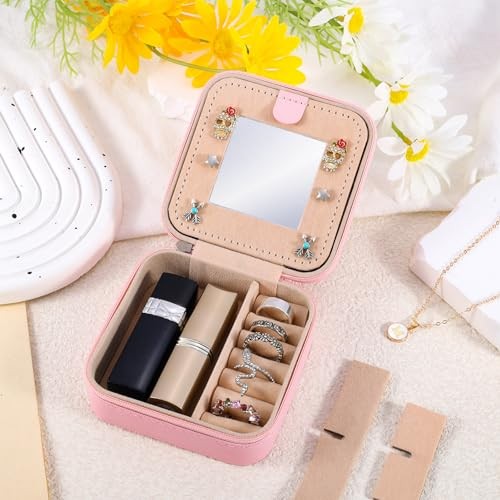 Travel Jewelry Case for Women Girls Daughter Birthday Gift fromom Dad M Pink