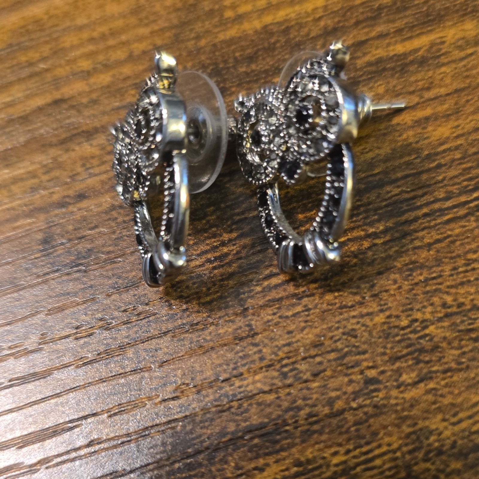 Owl Stud Earrings 925 Crystal Pavé Butterfly Back Nickel-Free