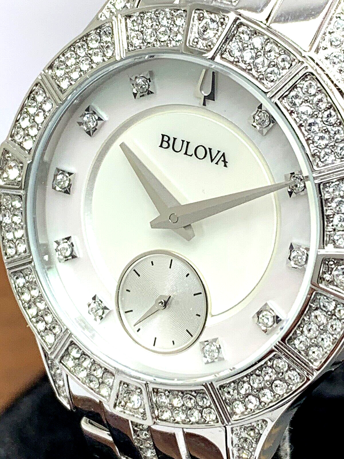 Bulova Women’s Watch 96L291 Quartz White Mother of Pearl Dial Crystal Accent