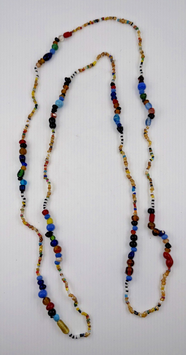 Vintage Hand Crafted Glass Beads Layered 24″L Necklace