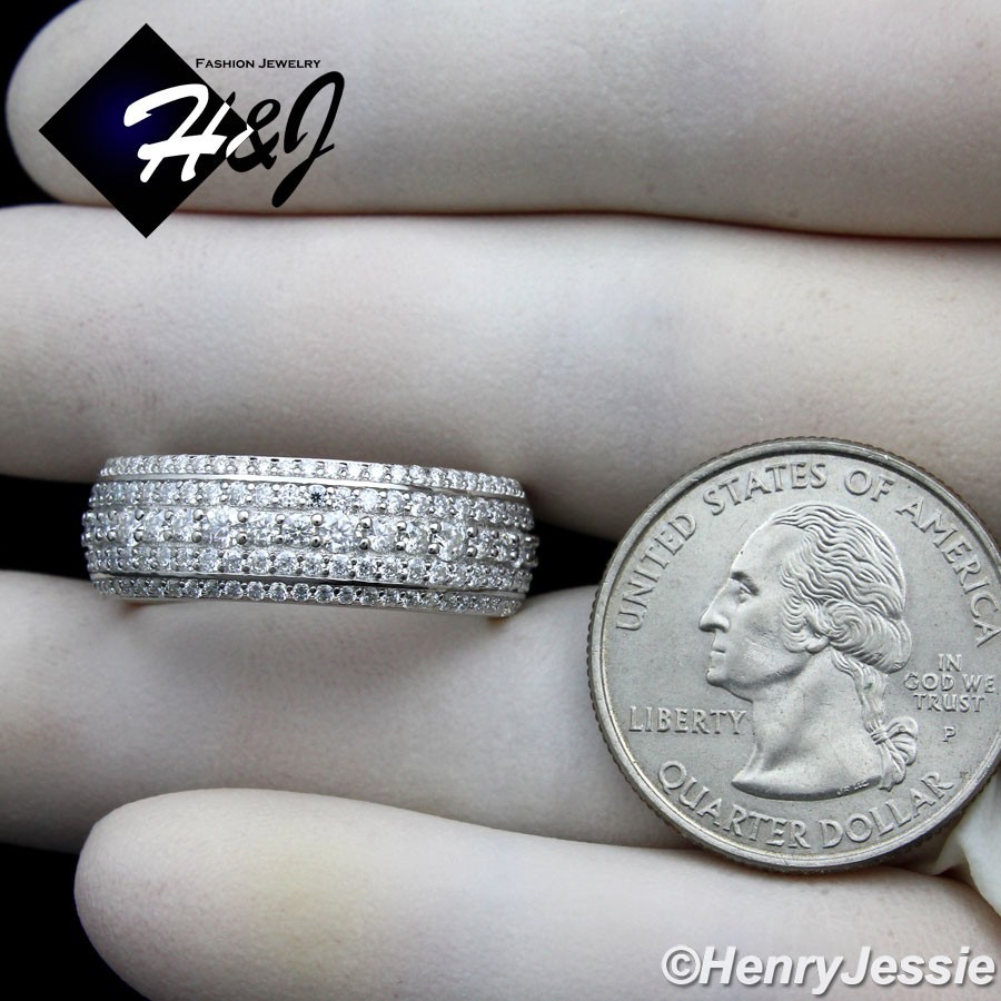 MEN SOLID 925 STERLING SILVER ICY 2.25CT MOISSANITE 8MM WEDDING BAND RING*MSR251