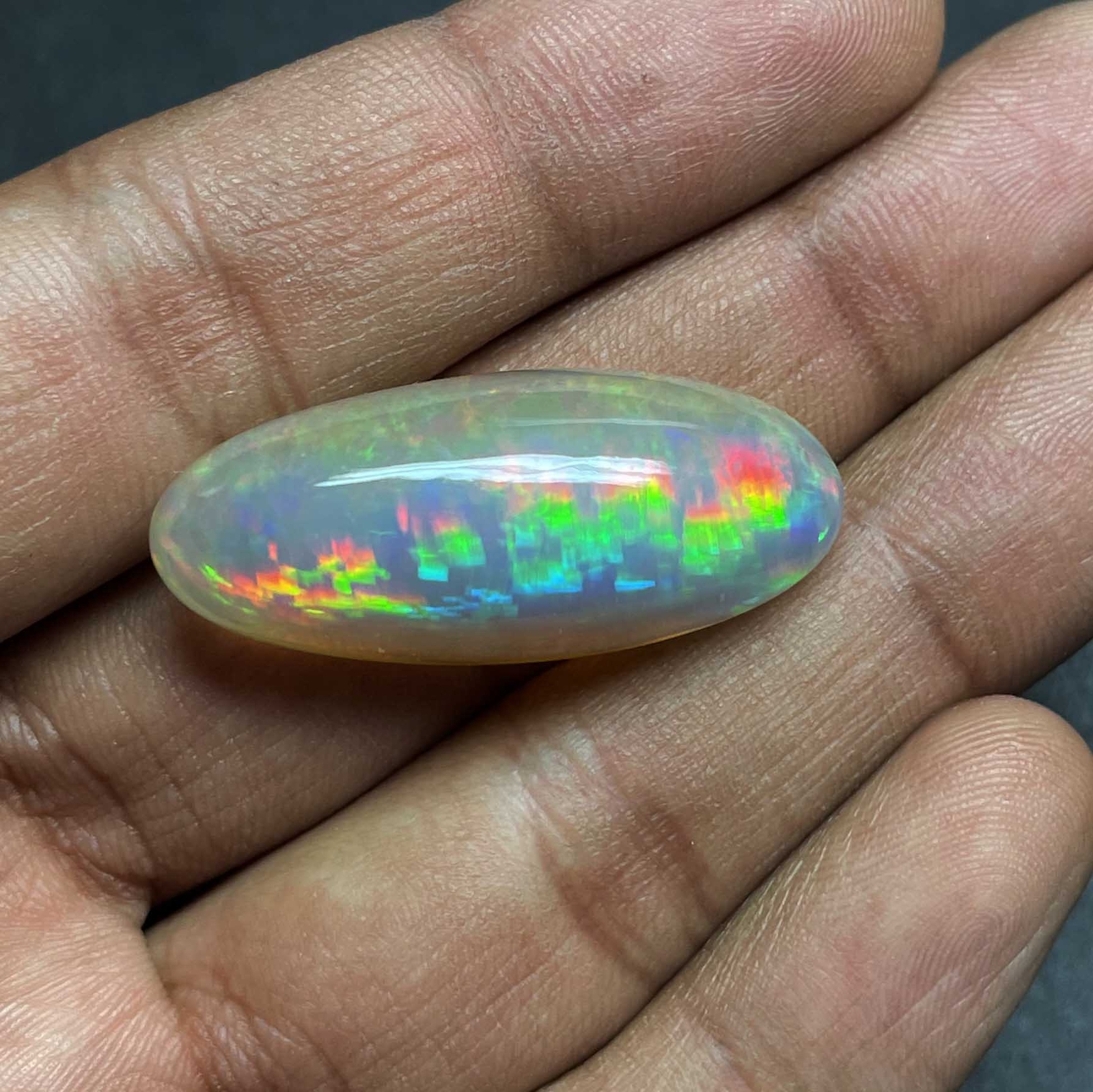 Natural Ethiopian Opal Oval Gemstone Cabochon 15*36 MM 32.45 CT