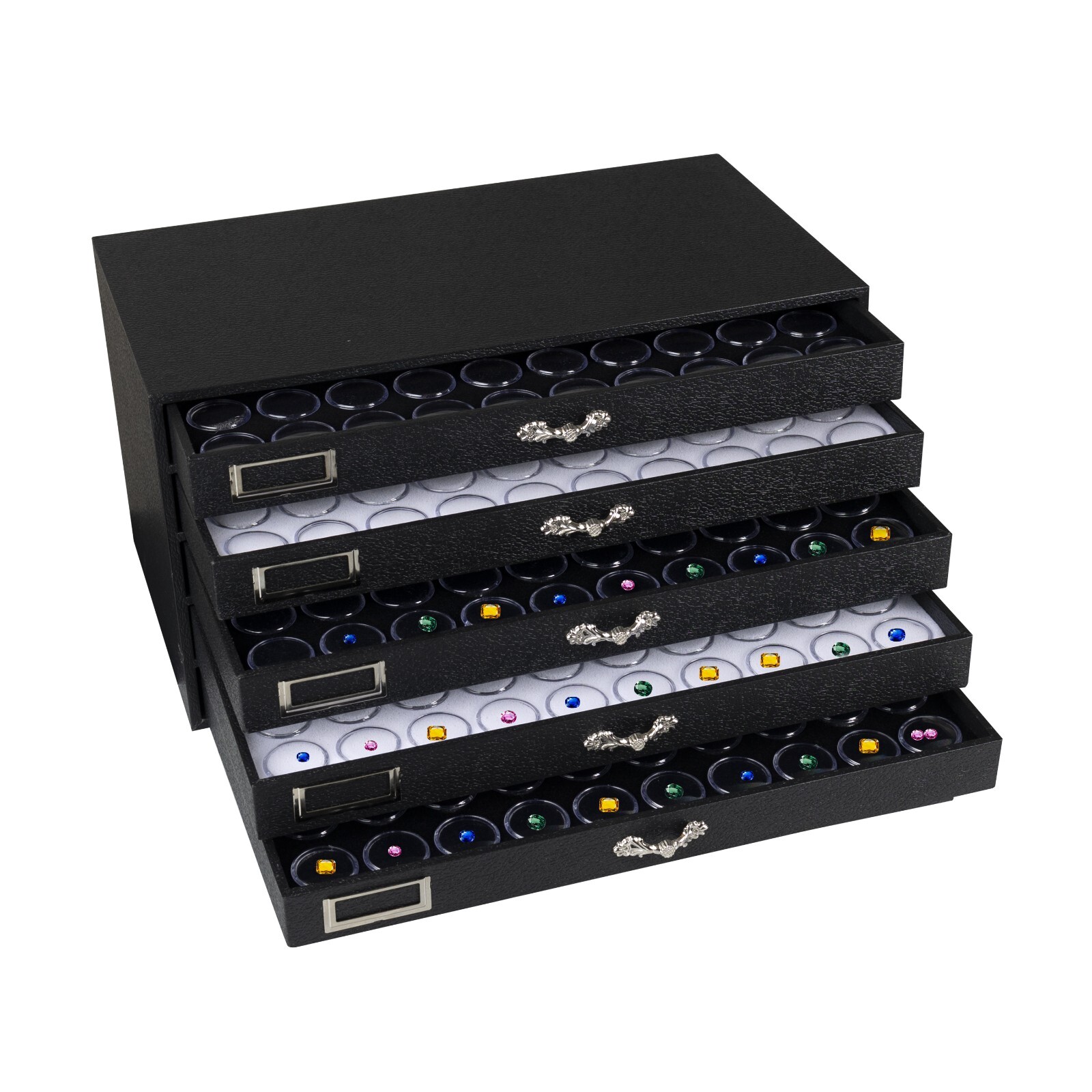 Novel Box 5 Drawer Jewelry Hobby Gem Organizer Display Case with Gem Jar Inserts