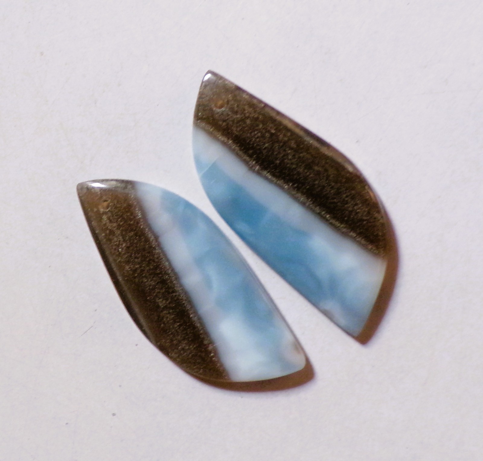 28.65 Cts Natural Blue Opal Drilled Cabochon Match Pair Gemstone 35X15.4MM 56