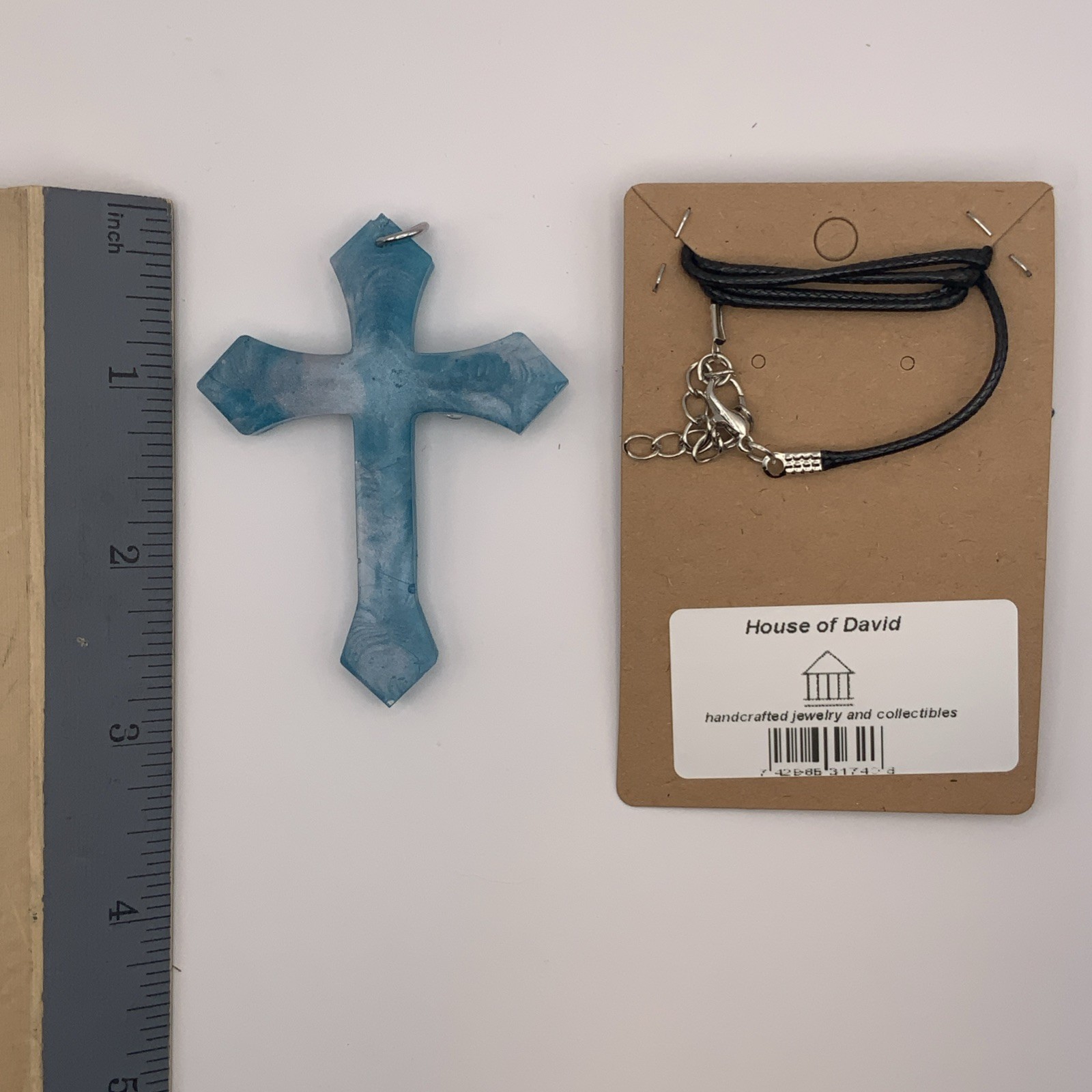 House Of David Handmade Cross Necklace Marbled Dream Water