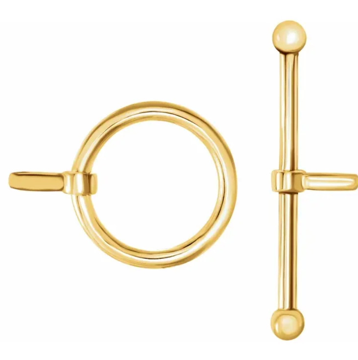 17.4mm ring 33.25mm bar SOLID 18k Yellow Gold Toggle Ball end Clasp Set USA MADE