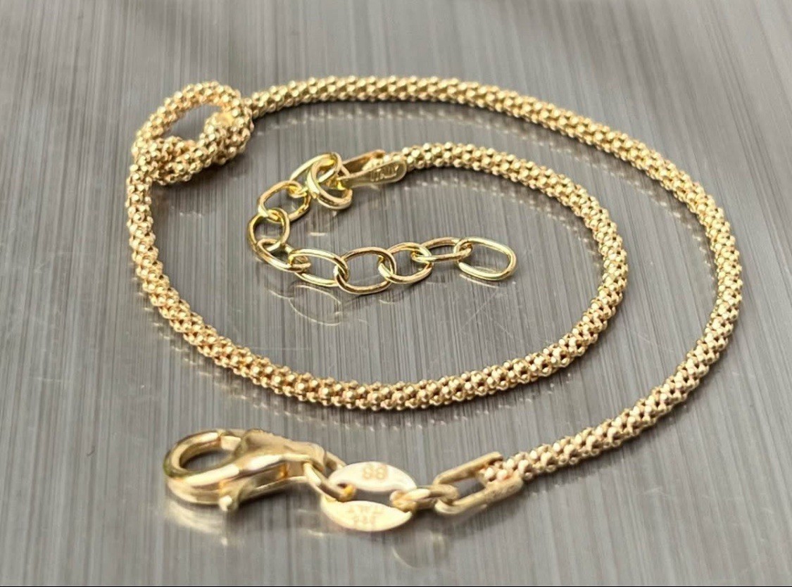 925 🇮🇹🪢 7” – 8.25” Vermeil Italian Knot Gold on Sterling Silver Bracelet