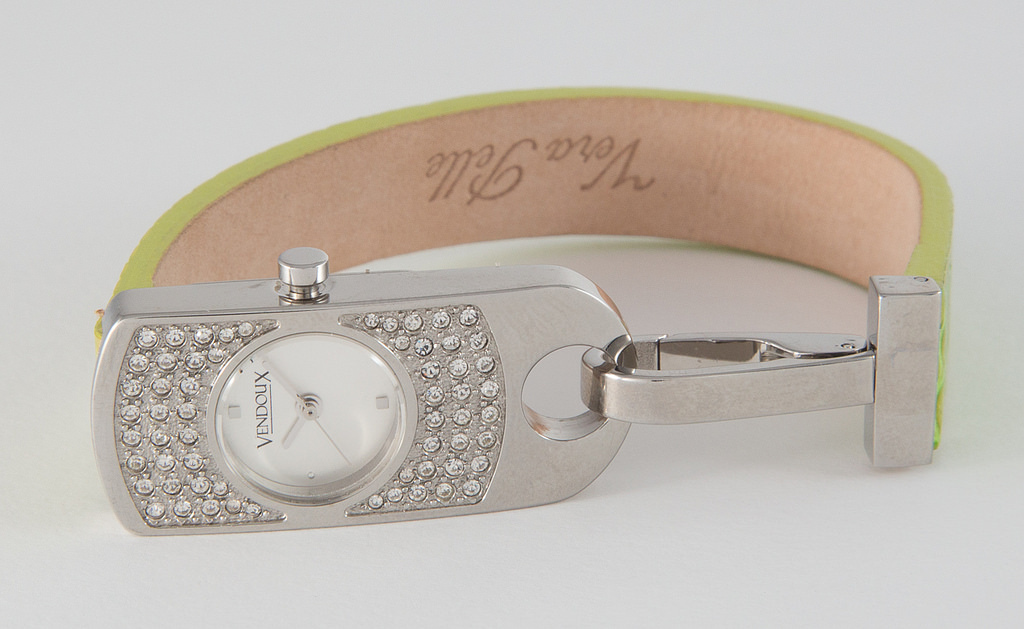 Vendoux Women’s Swarovski Stainless Steel LS11930 Leather Wrist Watch