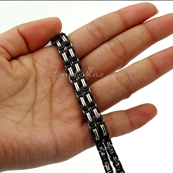 5mm Men’s Black Silver Byzantine Necklace Chian Stainless Steel Jewelry 18-30″