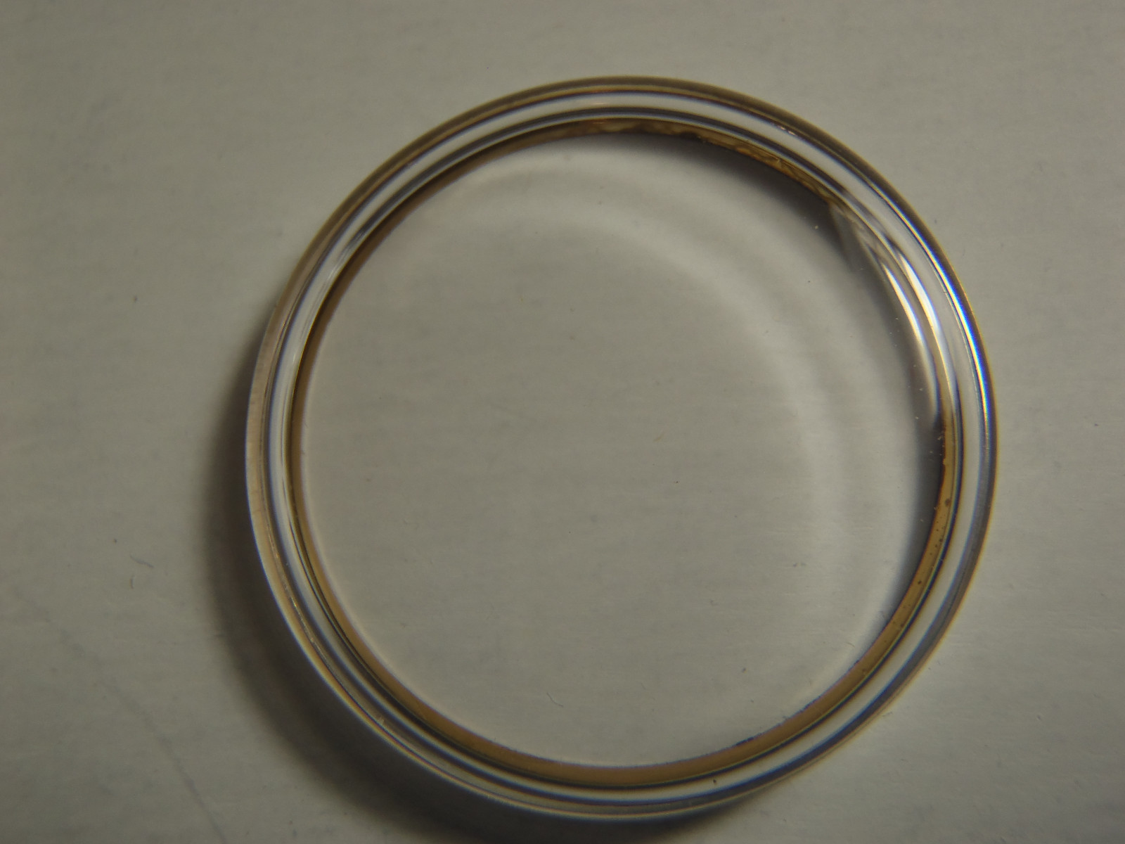 SWISS GILT METAL TENSION RING ROUND PLASTIC WATCH CRYSTAL WATERPROOF 26.6 MM