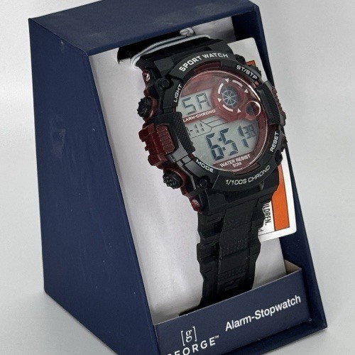 George Wristwatch Alarm Stopwatch – Brand New in Box – Red & Black – Digital.