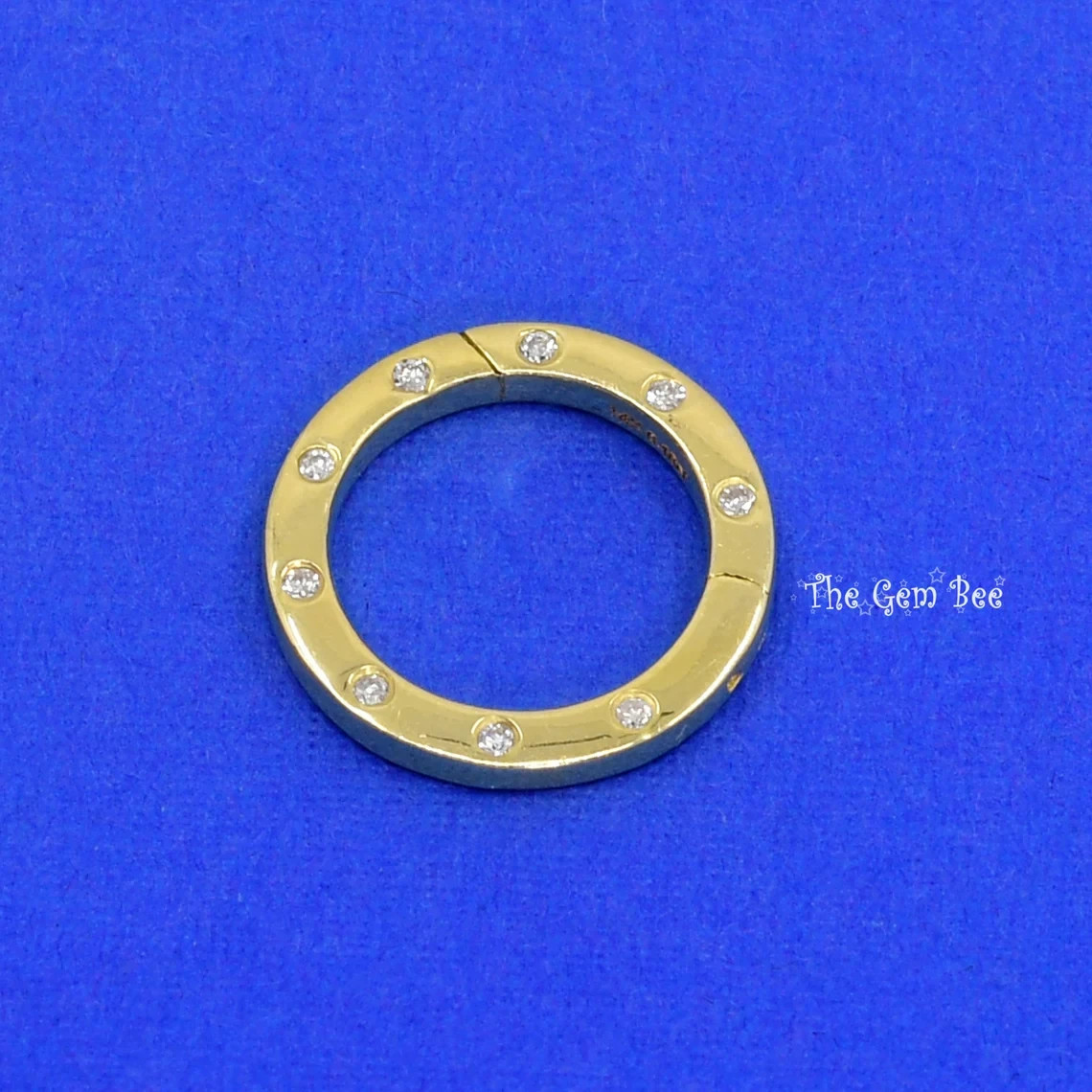 14.2mm 11.8mm 14K Yellow Gold Diamond Circle Charm Holder Snap Locker Pendant