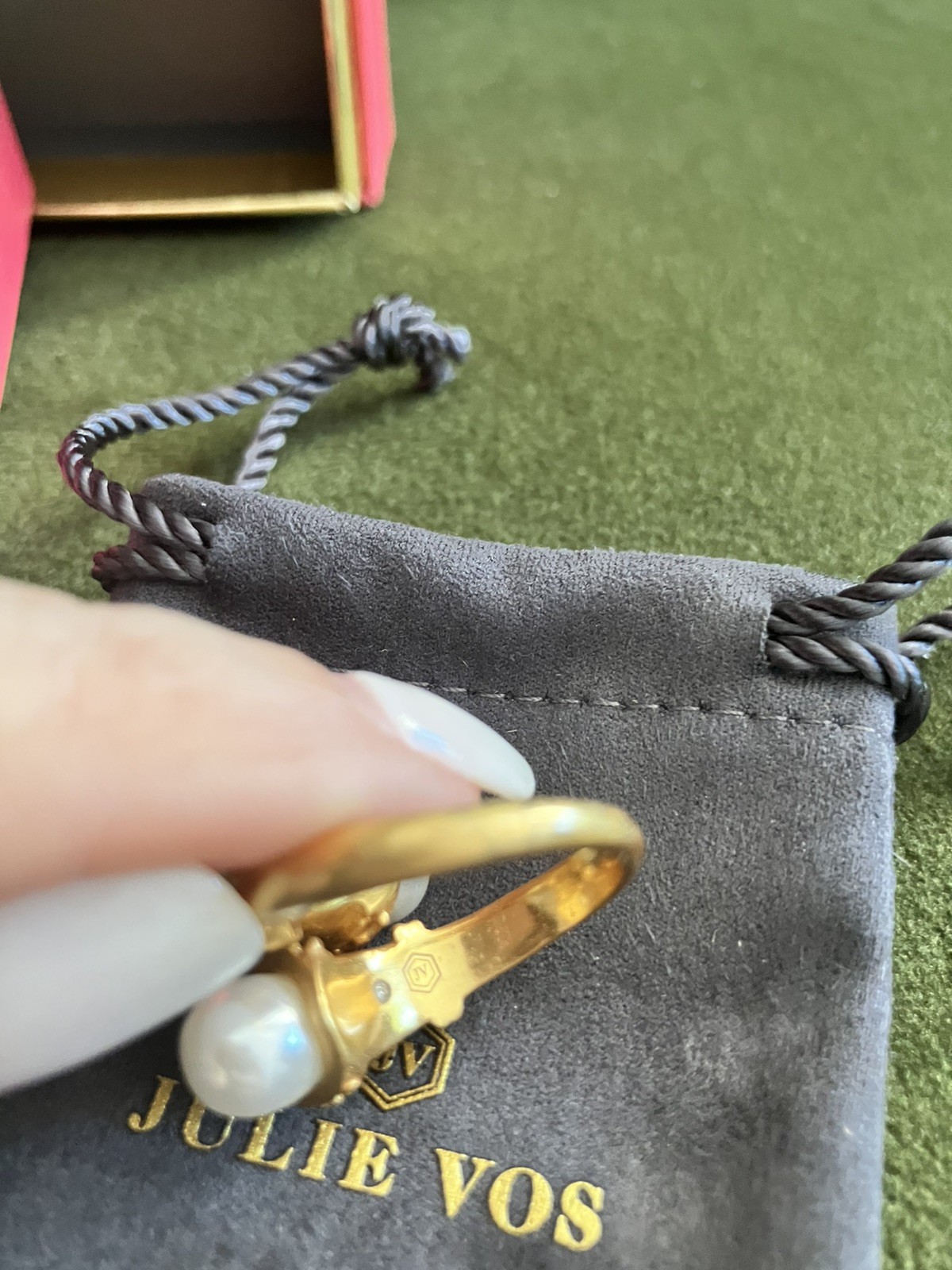 Julie Vos Baroque Demi Wrap Ring Gold Pearl EUC