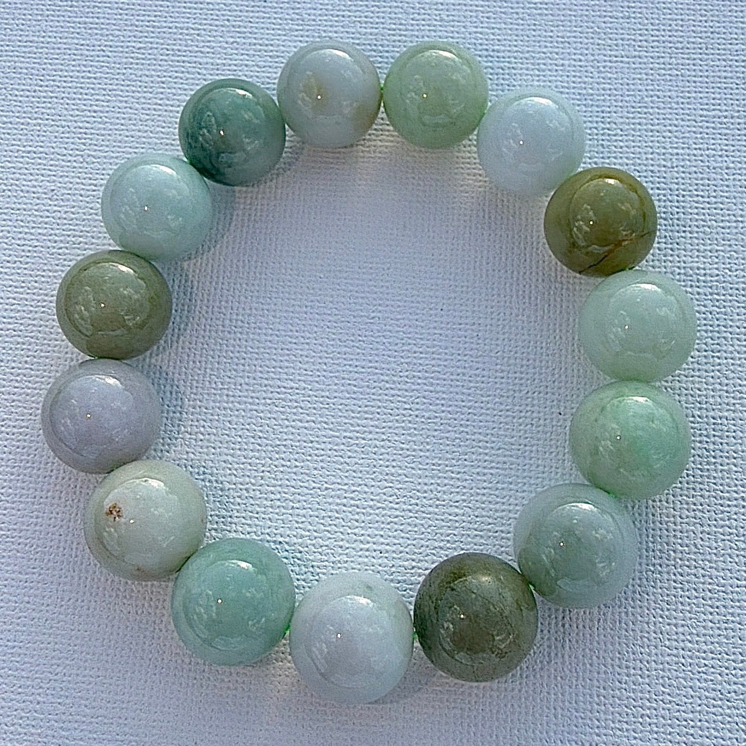 Certified Natural Type A Jadeite Bracelet Green White Burmese Jade 68.44g