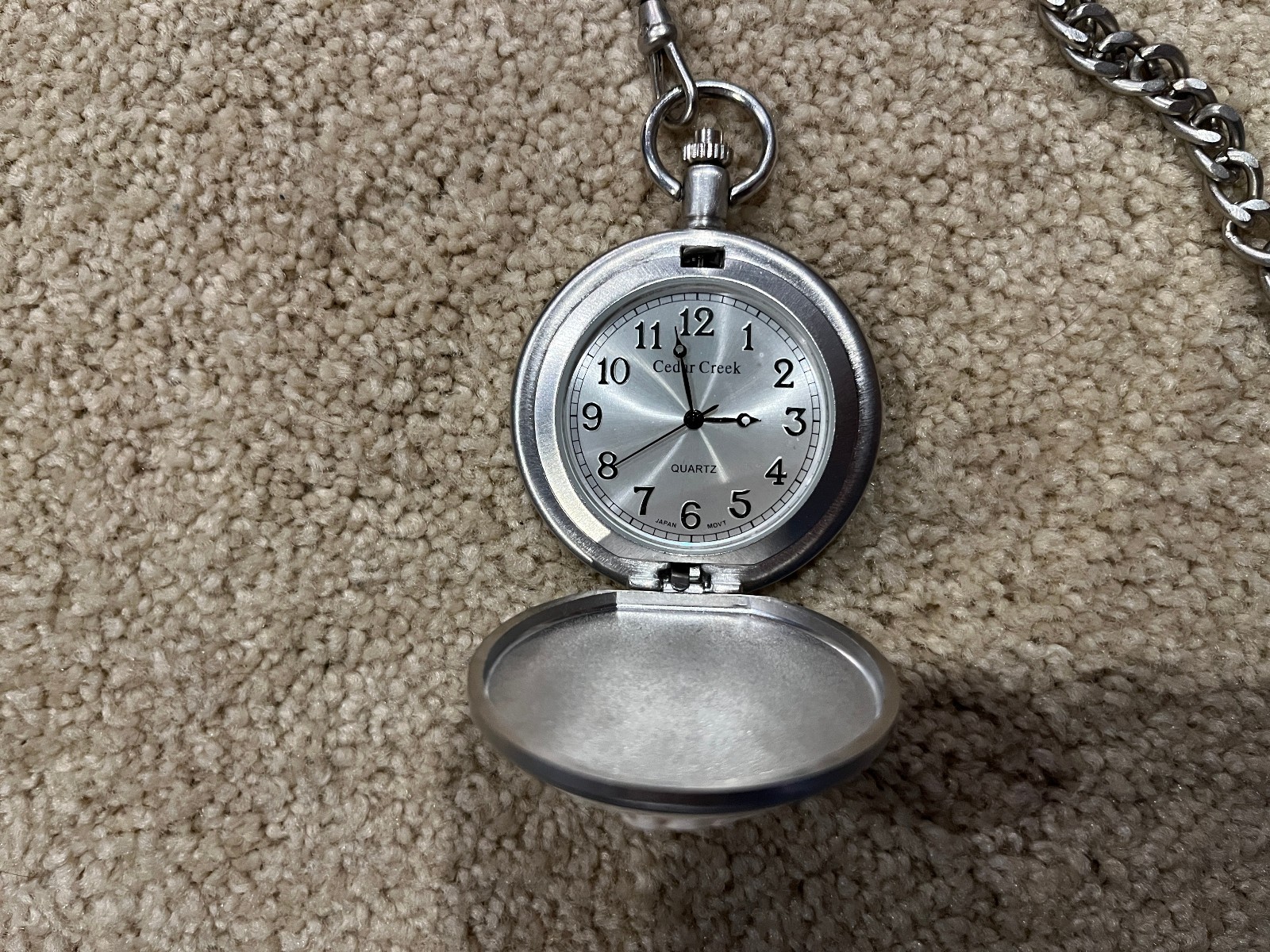 Cedar Creek Railroad Train Pocket Watch Quartz Japan Movement NEEDS BATTERY