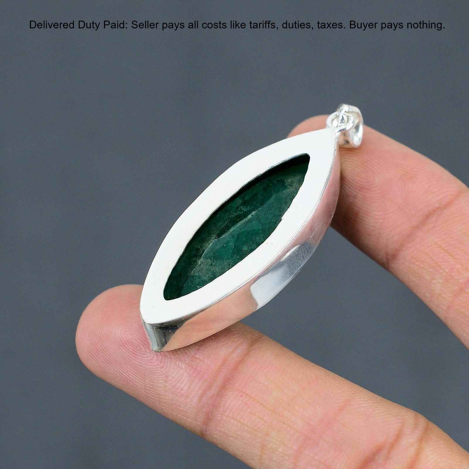 Christmas Sale 925 Sterling Silver Zambian Emrald Gemstone Wife Pendant Jewelry