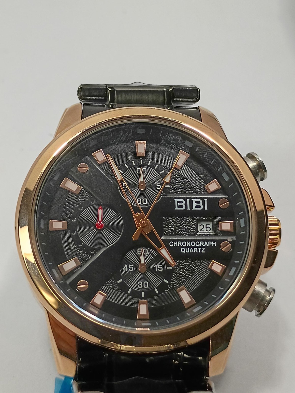 New BIBI Men’s Chronograph Quartz in box fashion black/goldl wristwatch Bracelet