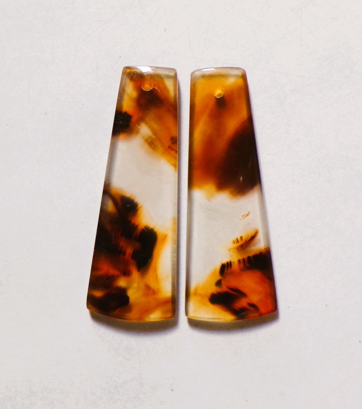 30.80 Cts Natural Montana Agate Drilled Cabochon Match Pair Gemstone 40X14MM 145