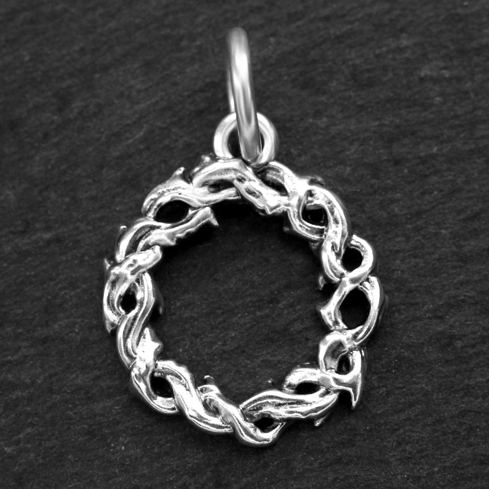 925 Sterling Silver Jesus Crown Of Thorns Pendant Charm Christian For Necklace