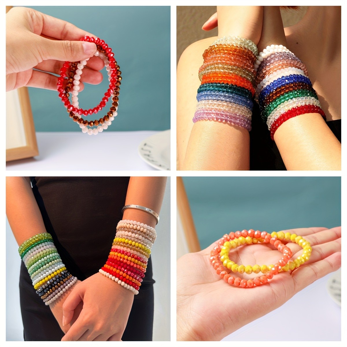36Pcs 6mm Gemstones Beaded Stretch Bracelet for Women Crystal Stone Bracelets