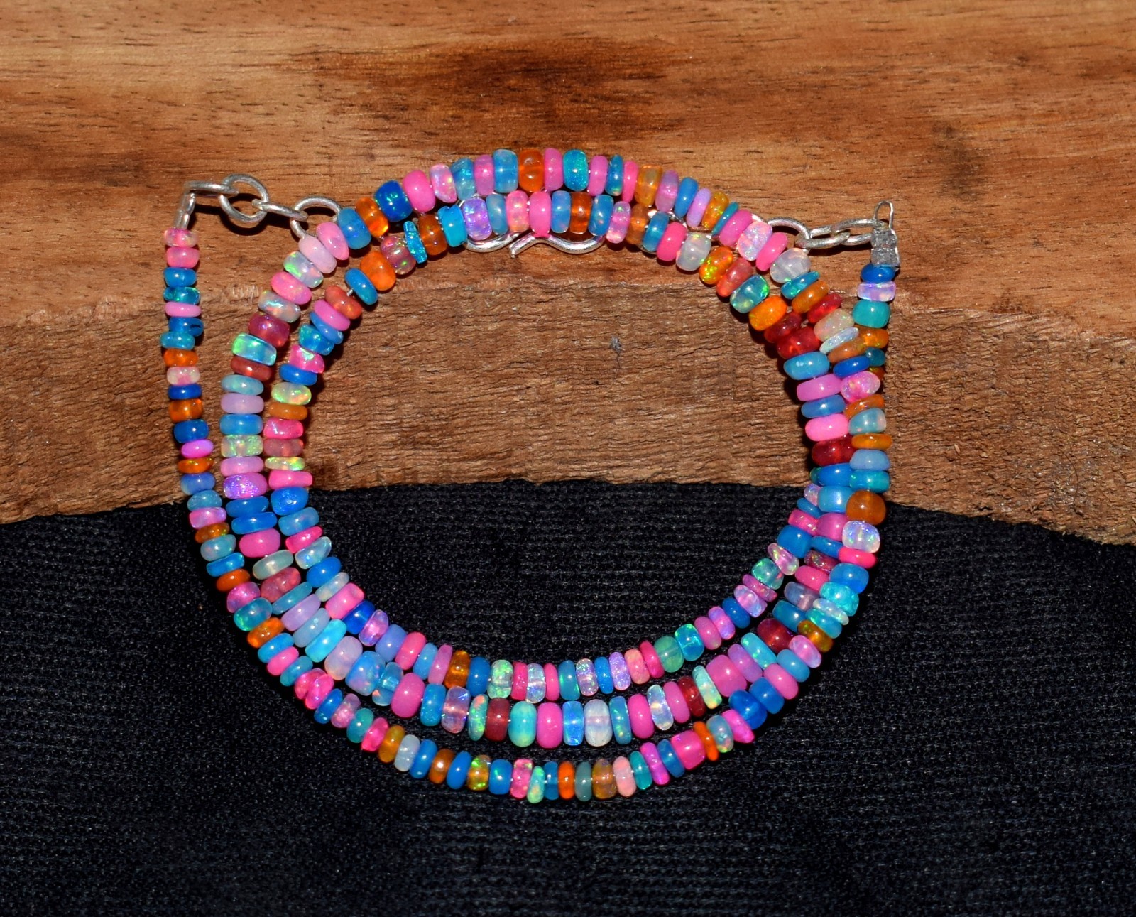 AAA+ Natural Ethiopian Opal Wello Fire Opal Gemstone Beads 16″Necklace M102