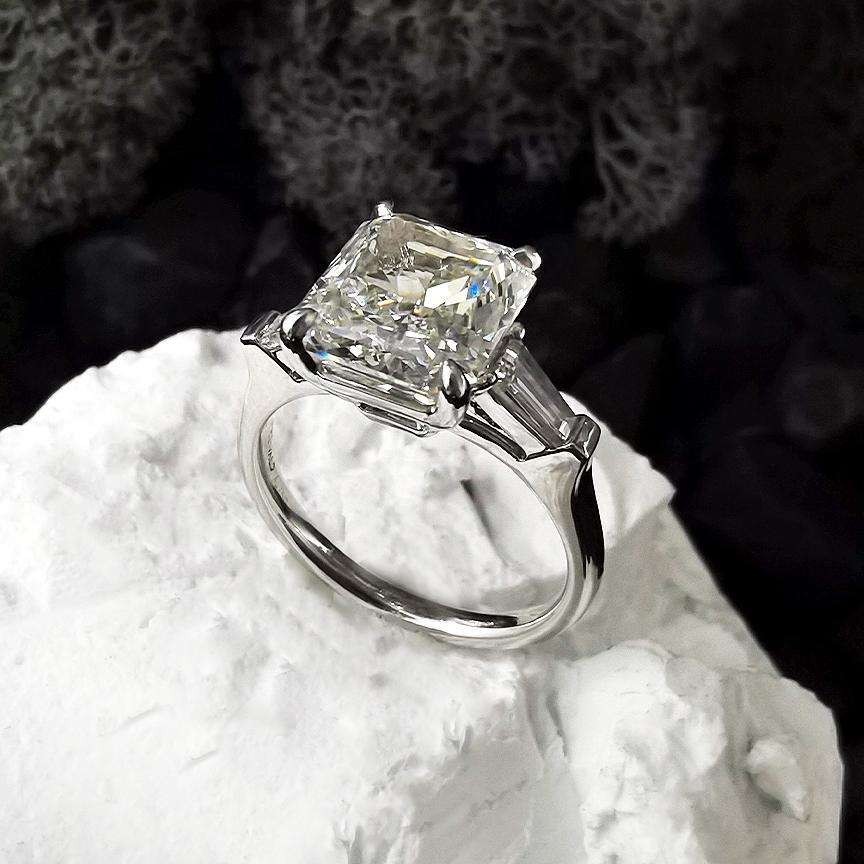 4Ct Radiant Cut Lab Created Moissanite Ring 14K White Gold Plated 925 Silver