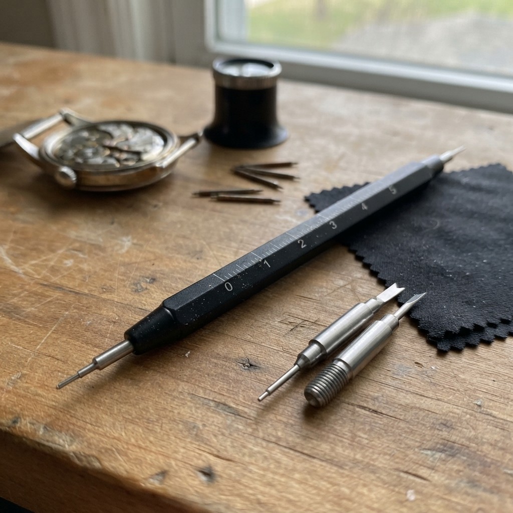 Compact Watch Spring Bar Tool Set with High-Density Cleaning Cloth Included